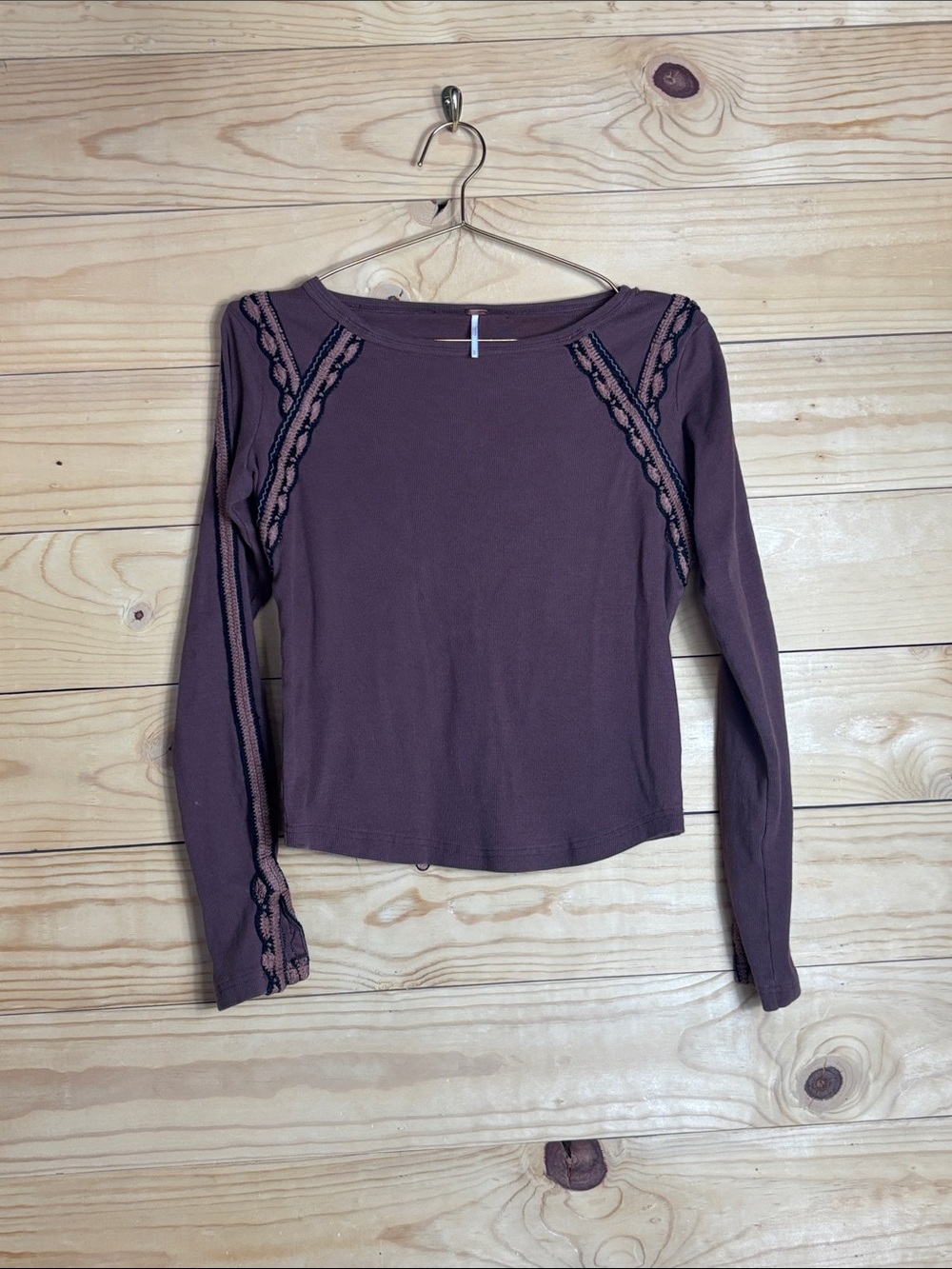 Free People lost love long sleeve tee with crochet size Medium